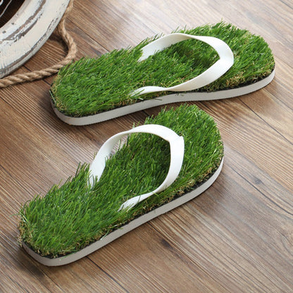 Grass-Style Summer Flip Flops – Unisex Beach Sandals with Realistic Lawn Texture for Outdoor Casual and Poolside Wear