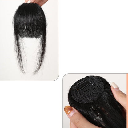 Clip-On Human Hair Bangs – Natural Black Wispy Fringe Air Bangs for Women’s Daily Hairstyling, Easy to Apply Non-Slip Hair Extensions