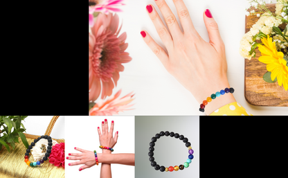 Volcanic Stone Beaded Bracelet - Stretchable Handcrafted Jewelry with Colored Stones for Men & Women, Spiritual Gift Idea