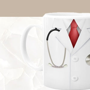 Personalized Khakee Doctor Theme Ceramic Coffee Mug – 325ml Humorous Gift for Doctors, Birthday Present with Medical Design & Durable Print