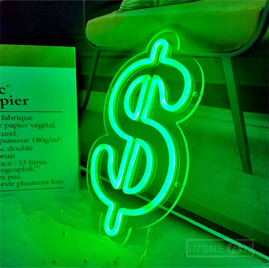 Dollar LED Neon Sign – USB Wall Light for Bar, Pub, Club, and Bedroom Decoration with Cool Money Design