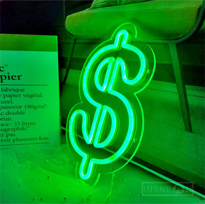 Dollar LED Neon Sign – USB Wall Light for Bar, Pub, Club, and Bedroom Decoration with Cool Money Design