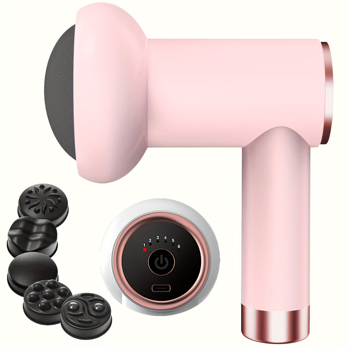 Handheld Body Massager Stick with 5 Interchangeable Heads – Fat Pusher, Wireless Charging, and Full-Body Deep Tissue Kneading