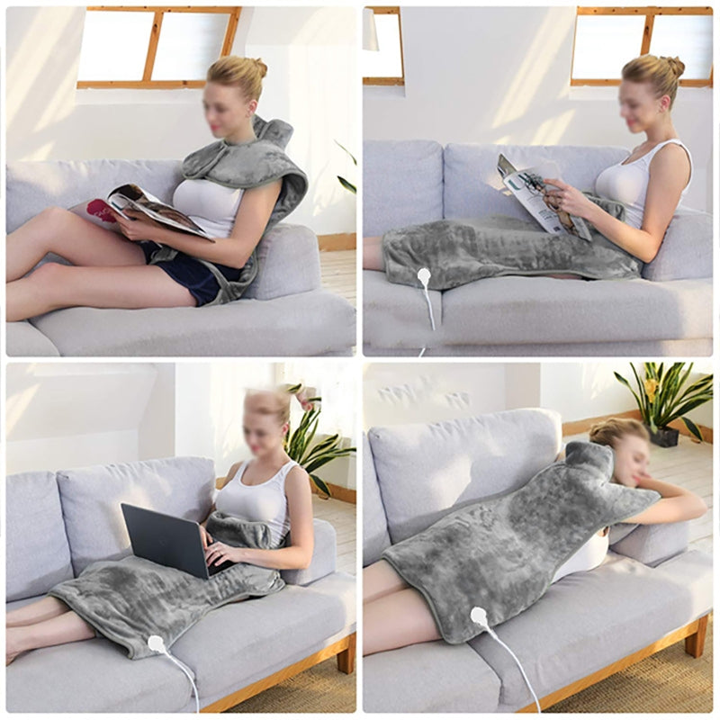 Electric Heating Shawl with 6-Speed Temperature Control – Soft Plush Warming Blanket with 4-Timer Settings, Comfortable Warm Compress for Relaxation and Daily Use