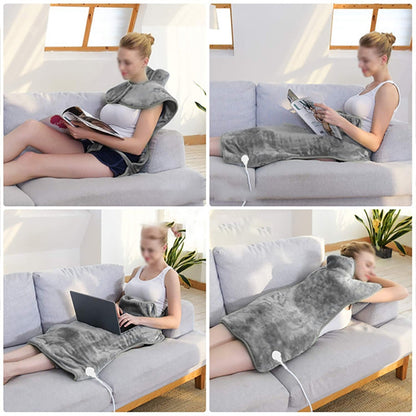 Electric Heating Shawl with 6-Speed Temperature Control – Soft Plush Warming Blanket with 4-Timer Settings, Comfortable Warm Compress for Relaxation and Daily Use