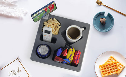 Grey Silicone Sofa Caddy Tray – Waterproof Armrest Organizer for Remotes, Snacks, Drinks & Phones in Any Living Space
