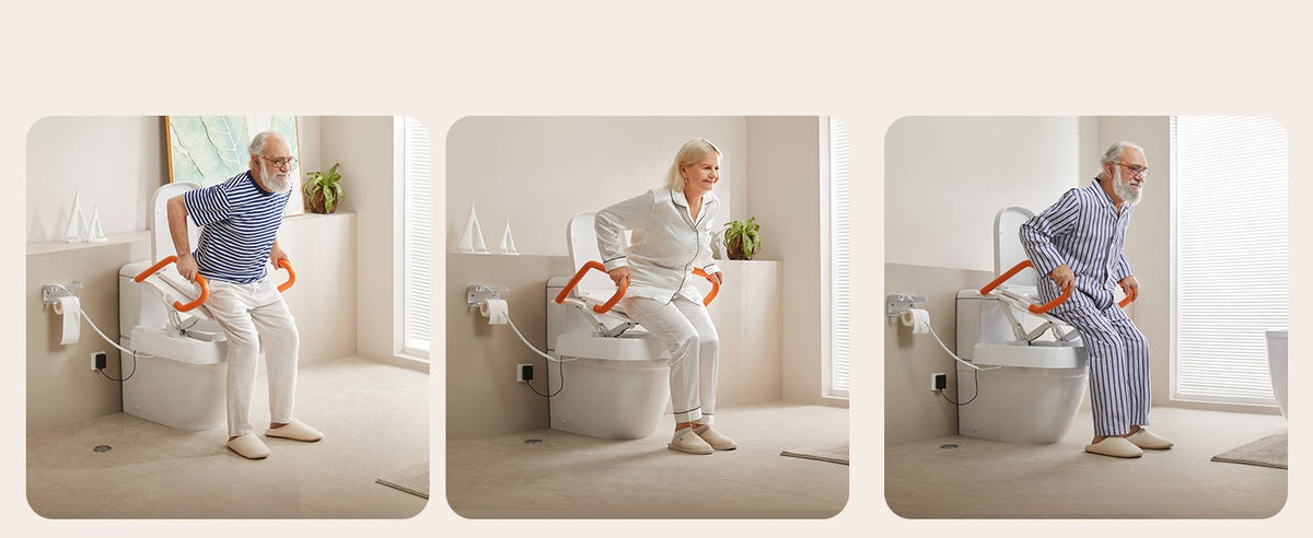 Electric Toilet Seat Lift – Powered Raised Toilet Seat Riser with Handles for Elderly and Disabled, Durable Support up to 330lbs