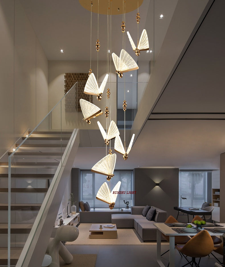 Romantic Butterfly LED Chandelier – High-End Modern Lighting for Restaurants, Villas, Bedrooms, and Staircases with Stunning Nordic-Inspired Luxury Design