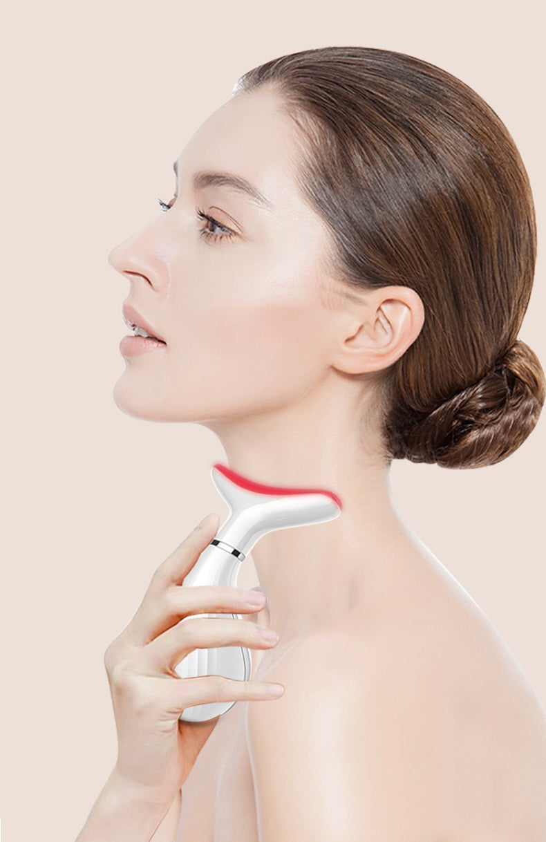 LED Facial Lift Beauty Device – 3-Color Photon Therapy Neck and Face Massager for Tightening and Anti-Aging Care