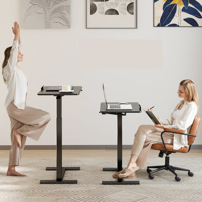 Adjustable Bedside Rolling Laptop Desk – Mobile Overbed Table with Flip Tilt Top, Wheels & Height Control for Home or Bedroom Office