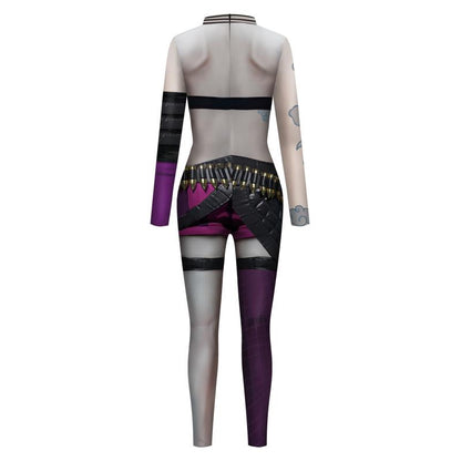 Cosplay Jumpsuit – 3D Printed Jinx Zentai Costume for Women’s Halloween, Anime, and Gaming Parties
