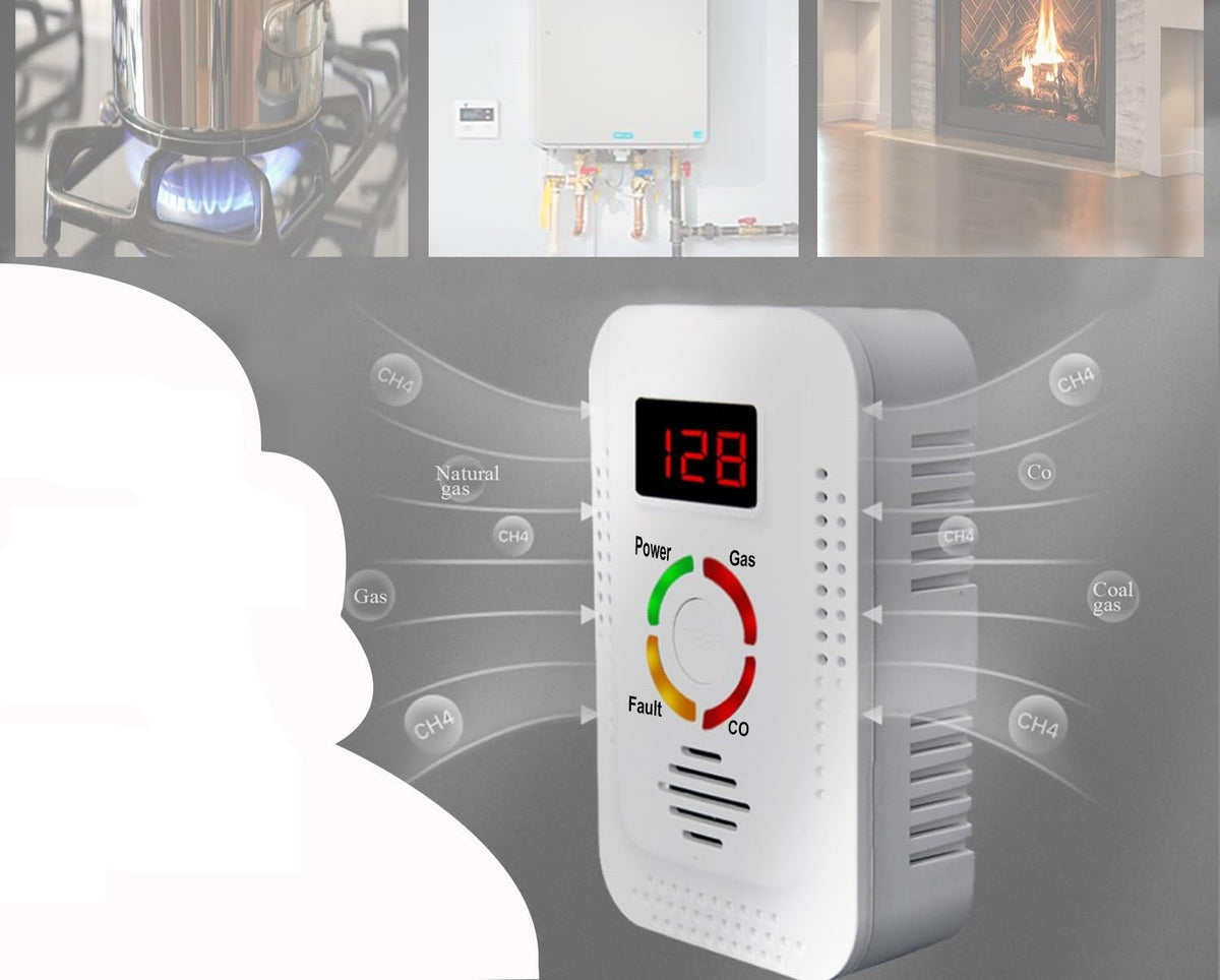 Natural Gas & Carbon Monoxide Detector – 2-in-1  Combustible Gas Leak Monitor for CO, LNG, LPG, Methane Safety, Home and Office Protective Device