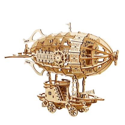 Airship Wooden Car Puzzle Model Kit – 3D Intricate DIY Mechanical Building Toy for Home Decor and Creative Handcraft Lovers