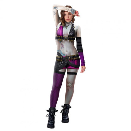 Cosplay Jumpsuit – 3D Printed Jinx Zentai Costume for Women’s Halloween, Anime, and Gaming Parties