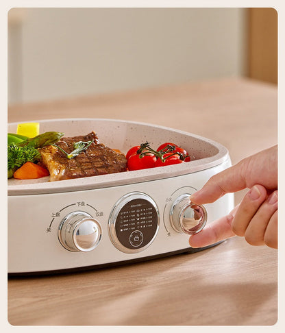 Electric Baking Pan – 33cm Double-Sided Non-Stick Crepe Maker & Pancake Machine with Enlarged Heating Tray
