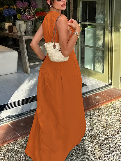 Women’s Long Maxi Dress – Sleeveless Polyester Summer Dress for Casual or Formal Occasions, Lightweight and Stylishly Comfortable