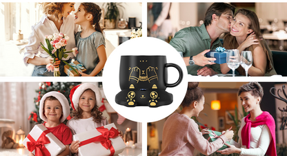 Cat Mug & Coffee Warmer Set – Auto Shut-Off Desktop Beverage Heater with Cute Mug Gift for Cat Lovers & Coffee Fans