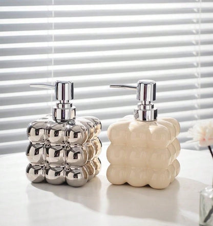 Ceramic Cloud Shaped Liquid Soap Dispenser – 300ml Refillable Press Bottle for Bathroom Body Wash, Shampoo, or Hand Sanitizer