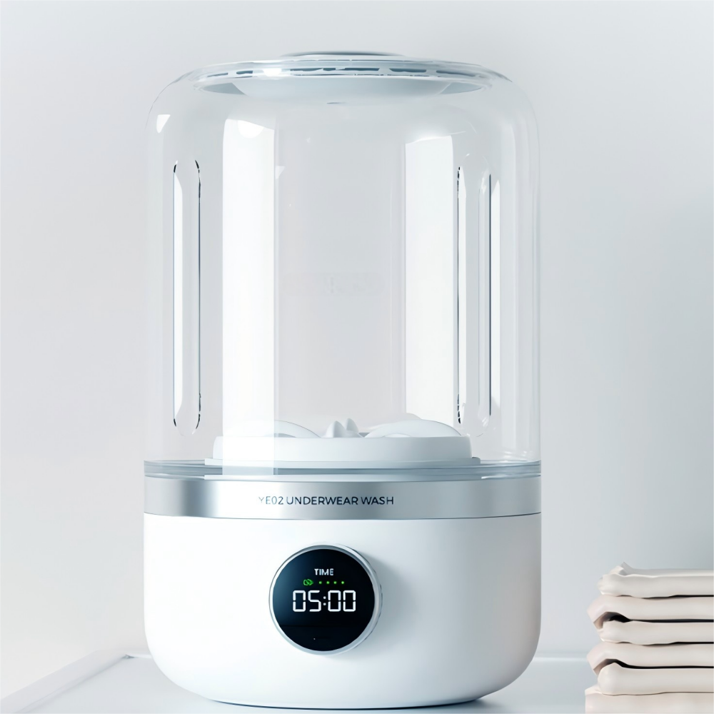 Wireless Portable Underwear Cleaner Washing Machine – 1L Mini Sock & Delicates Dehydrating Laundry Bucket for Travel, Dorms, or Compact Bathroom Use
