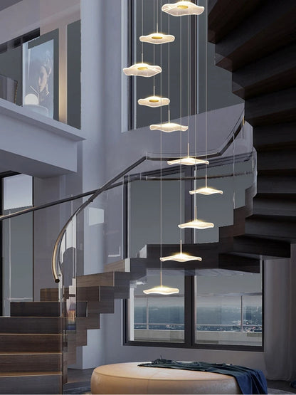 Nordic Modern Lotus Leaf Pendant Lamp – Height Adjustable Luxury Lighting Fixture for Villas, Dining Rooms, Living Spaces, Bars, or Hotel Interiors