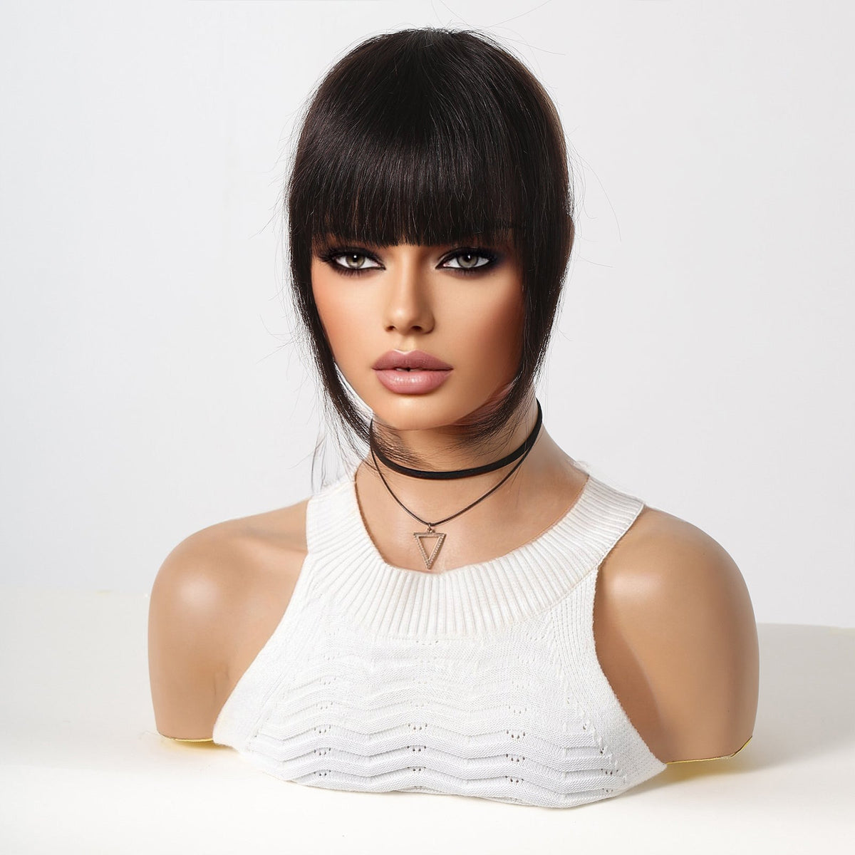 Clip-On Human Hair Bangs – Natural Black Wispy Fringe Air Bangs for Women’s Daily Hairstyling, Easy to Apply Non-Slip Hair Extensions