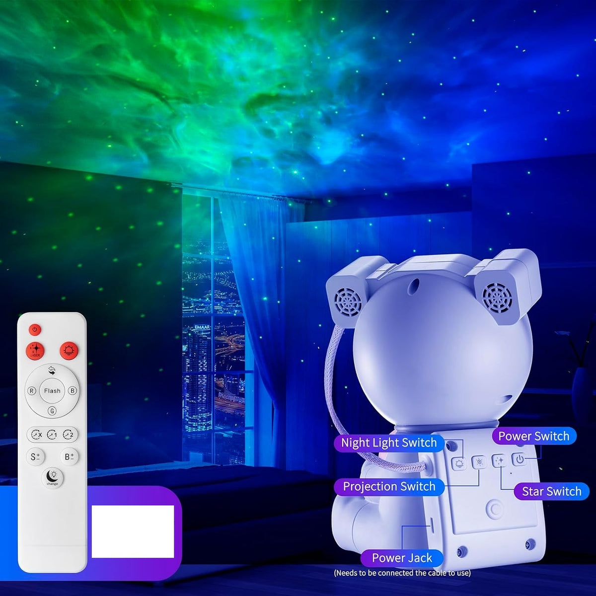 Astronaut Galaxy Moon Lamp Projector – Starry Nebula Sky Night Light for Bedrooms, Parties, Kids’ Décor, and Whimsical Space-Themed Gifting