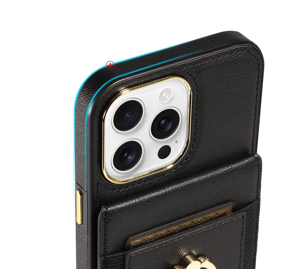 iPhone 15 Plus Wallet Case – RFID Protection, Card Holder, 360° Kickstand, and Shockproof Premium Black Design