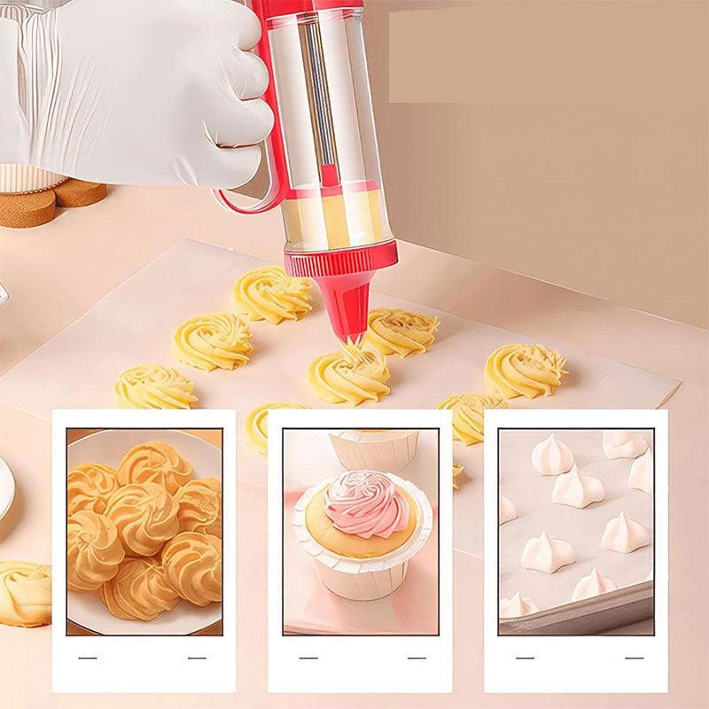 Cake Decorating Gun Kit – Cupcake Icing and Piping Tool with 6 Interchangeable Tips, Easy-to-Use Plastic Baking Kit for Cookies, Pastries, and Cake Decoration
