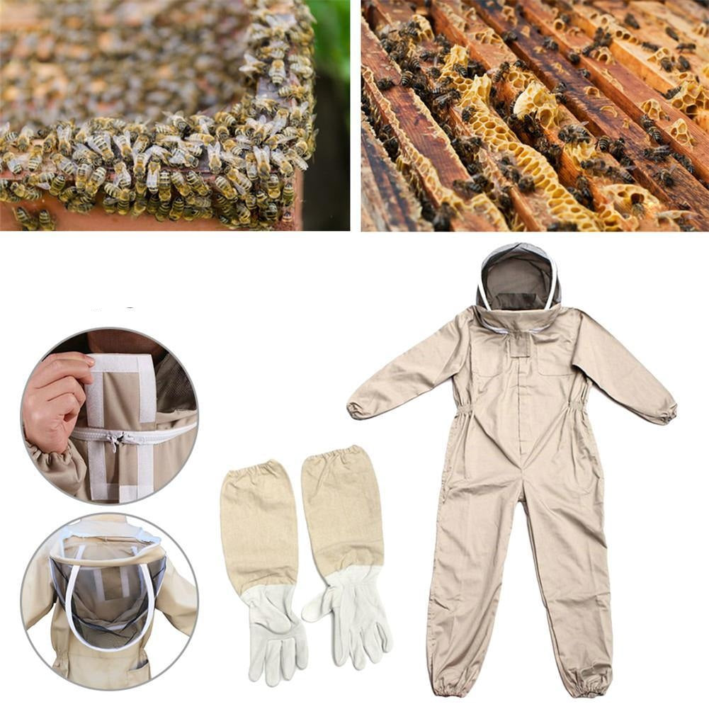 Professional Full-Body Beekeeping Suit with Ventilation and Protective Gloves – Durable Safety Outfit for Beekeepers and Outdoor Apiary Work