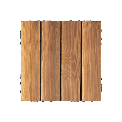 Interlocking Wood Flooring Tiles – 36-Pack 30x30cm DIY Floor Renovation System for Indoor/Outdoor Areas, Easy Click-Lock, Durable, Stylish Deck or Patio Upgrade