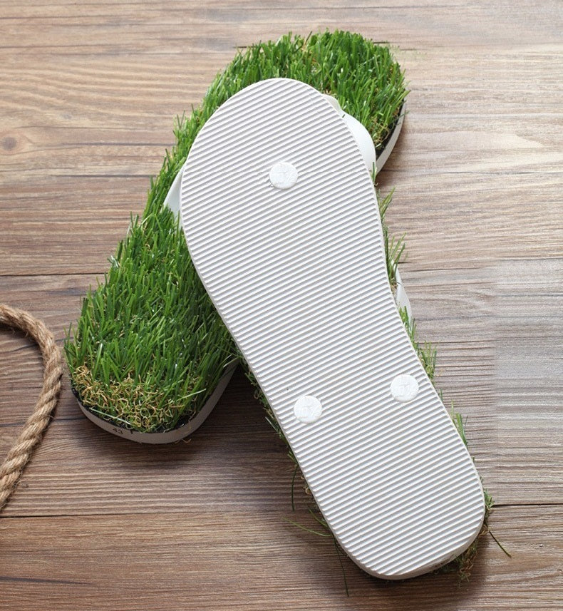 Grass-Style Summer Flip Flops – Unisex Beach Sandals with Realistic Lawn Texture for Outdoor Casual and Poolside Wear