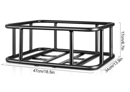 Heavy-Duty Rear Bike Basket with Rack – Large Metal Bicycle Carrier for Groceries, Commutes, and Electric Bike Storage