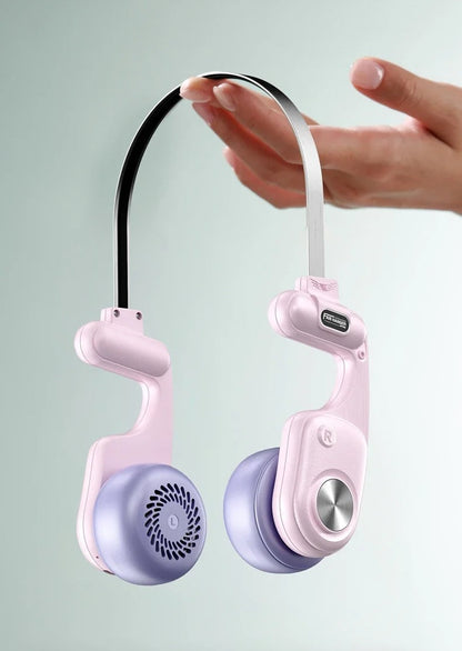 Wearable 360° Rotatable Neck Fan – New Style Bladeless Portable Air Conditioner with 5 Cooling Gears, Lightweight Hanging Design for Summer Travel, Office, and Outdoors