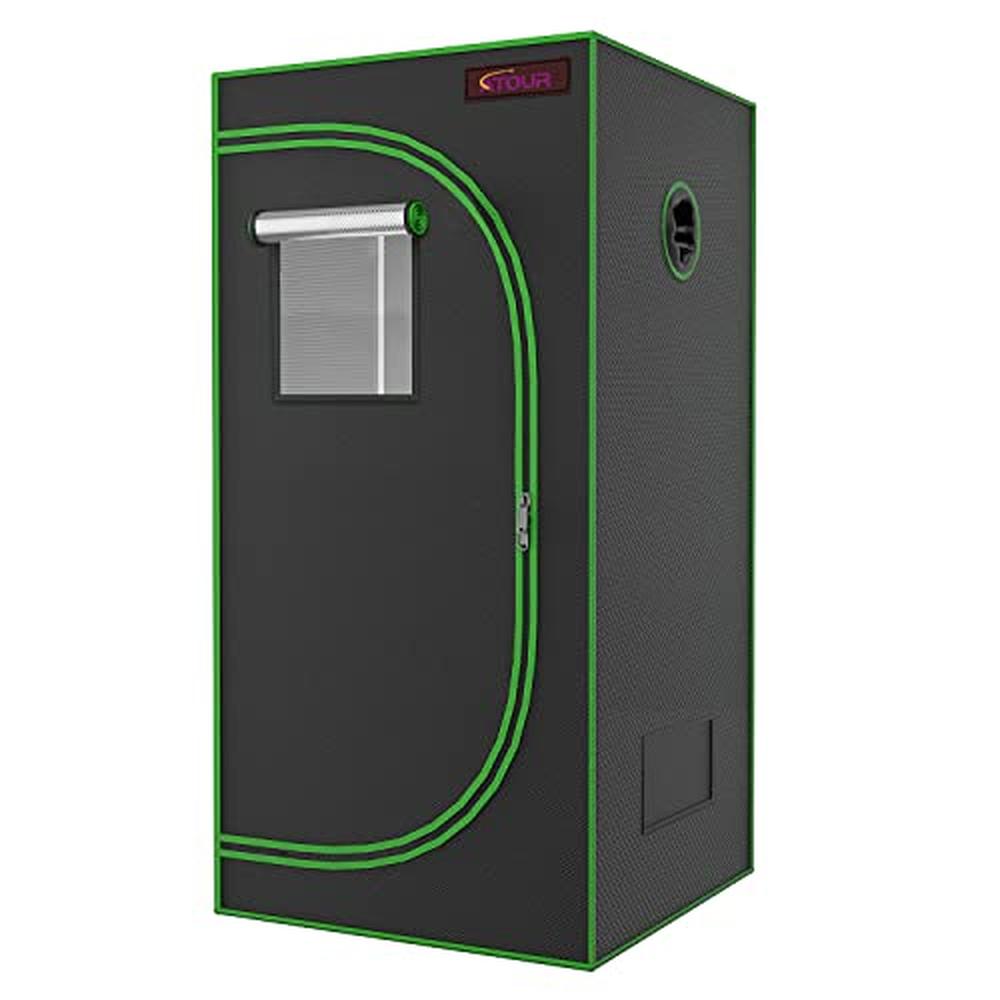 Hydroponic Mylar Grow Tent with Observation Window – 24x24x48" Indoor Reflective Plant Growing Tent with Floor Tray & Light Blocking