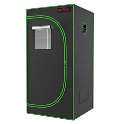 Hydroponic Mylar Grow Tent with Observation Window – 24x24x48" Indoor Reflective Plant Growing Tent with Floor Tray & Light Blocking