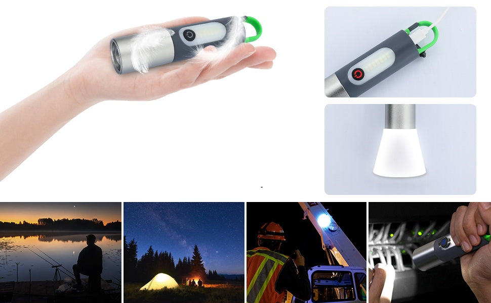 Rechargeable Zoomable LED Flashlight – Super Bright Compact White Laser Light for Camping, Hiking, Home & Emergency Outdoors