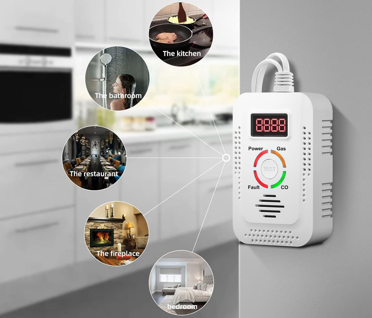Natural Gas & Carbon Monoxide Detector – 2-in-1  Combustible Gas Leak Monitor for CO, LNG, LPG, Methane Safety, Home and Office Protective Device