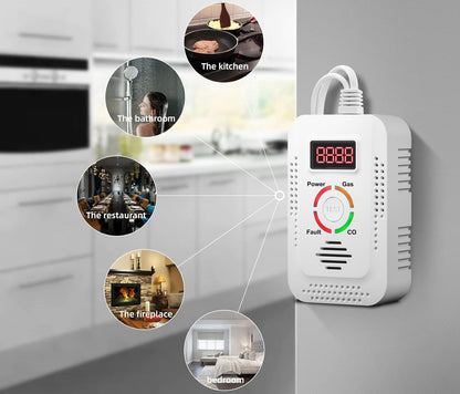 Natural Gas & Carbon Monoxide Detector – 2-in-1  Combustible Gas Leak Monitor for CO, LNG, LPG, Methane Safety, Home and Office Protective Device