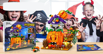 Halloween Decorative Cabin Building Block Model – ABS Creative Home Decor Toy, Spooky Block Set Gift for Kids and Families