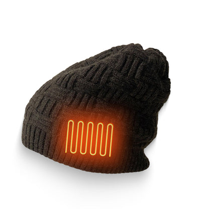Rechargeable Heated Winter Hat – 3400mAh Battery Powered, Warm Black Beanie for Cold Weather Outdoor Adventures