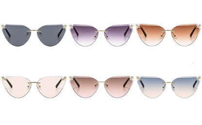Rimless Cat Eye Sunglasses – Luxury Designer Frameless Shades for Women’s Vintage UV400 Style 2025