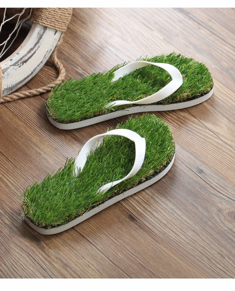 Grass-Style Summer Flip Flops – Unisex Beach Sandals with Realistic Lawn Texture for Outdoor Casual and Poolside Wear