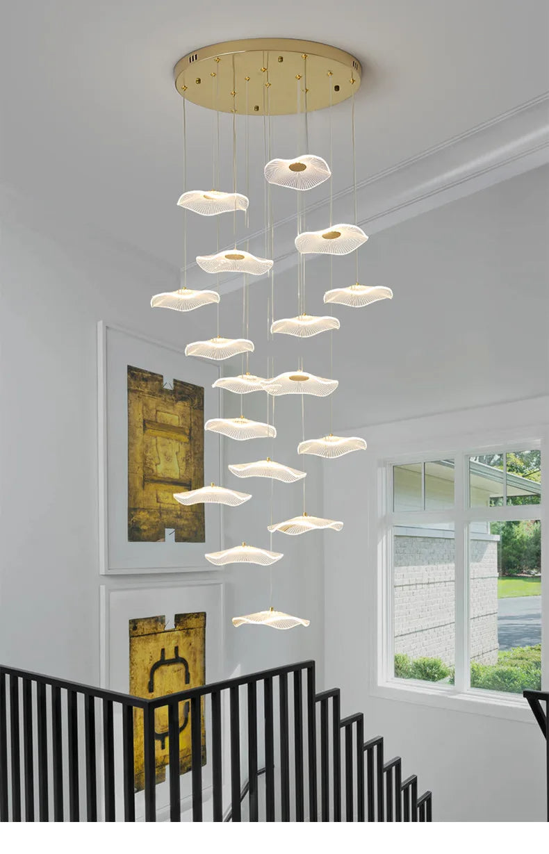 Nordic Modern Lotus Leaf Pendant Lamp – Height Adjustable Luxury Lighting Fixture for Villas, Dining Rooms, Living Spaces, Bars, or Hotel Interiors