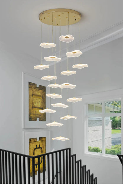 Nordic Modern Lotus Leaf Pendant Lamp – Height Adjustable Luxury Lighting Fixture for Villas, Dining Rooms, Living Spaces, Bars, or Hotel Interiors