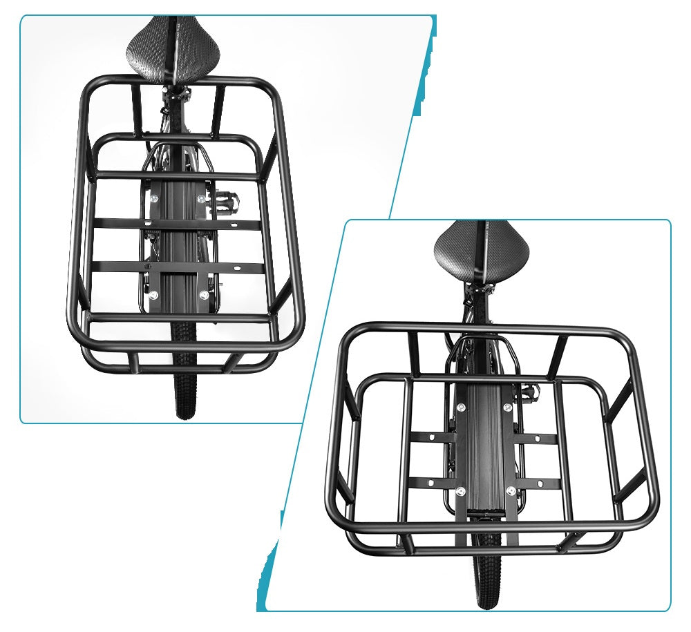 Heavy-Duty Rear Bike Basket with Rack – Large Metal Bicycle Carrier for Groceries, Commutes, and Electric Bike Storage