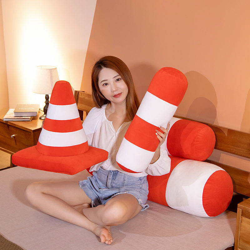 Simulation Vehicle Plush Pillow – Soft Roadblock & Railing Toy Cushion for Bedroom Decor and Fun Sleep Props
