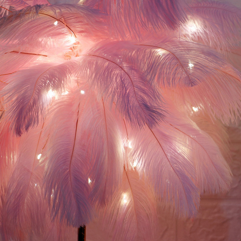 DIY Feather Table Lamp – Remote Control USB/AA Powered Warm Light Lamp for Wedding, Bedroom & Romantic Home Decor