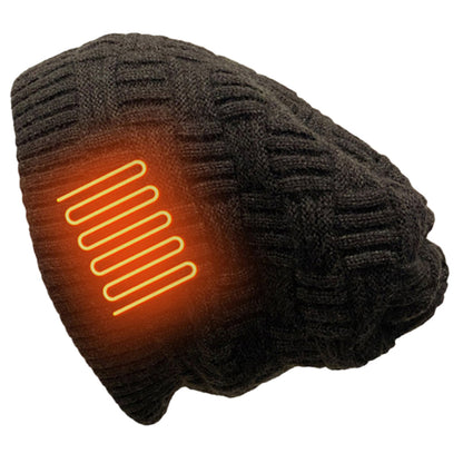 Rechargeable Heated Winter Hat – 3400mAh Battery Powered, Warm Black Beanie for Cold Weather Outdoor Adventures