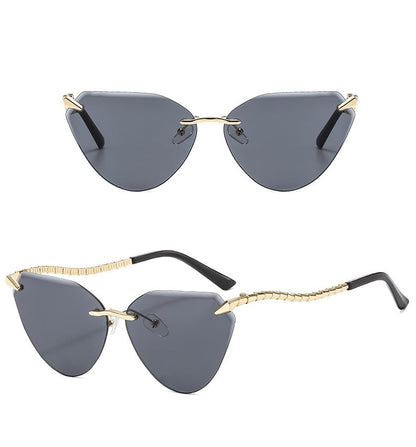 Rimless Cat Eye Sunglasses – Luxury Designer Frameless Shades for Women’s Vintage UV400 Style 2025