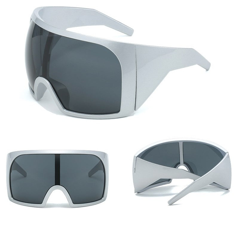 Oversized Punk Shield Sunglasses – Bold Luxury Steampunk Goggles for Women & Men with UV400 Protection, Big Frame 2025 Trendy Style